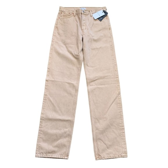 RE/DONE 70s Loose Long High Rise Wide Leg Button Fly Jeans in Washed Khaki Sz 25 - Picture 4 of 13